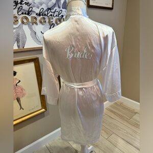 BRIDE White Silky Embroidered Robe